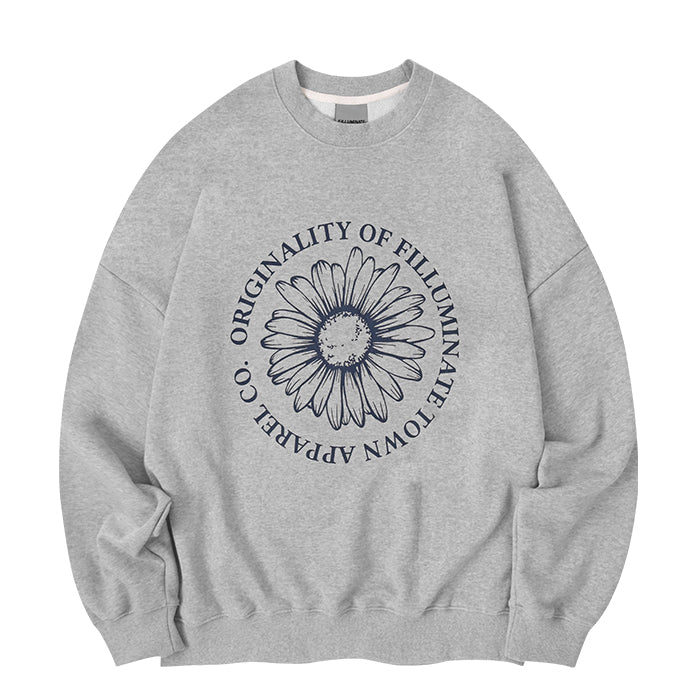 Overfit Bloom Sweat Shirt-Grey