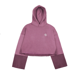 PIGMENT CUTTED CROP HOODIE_REDDISH PURPLE