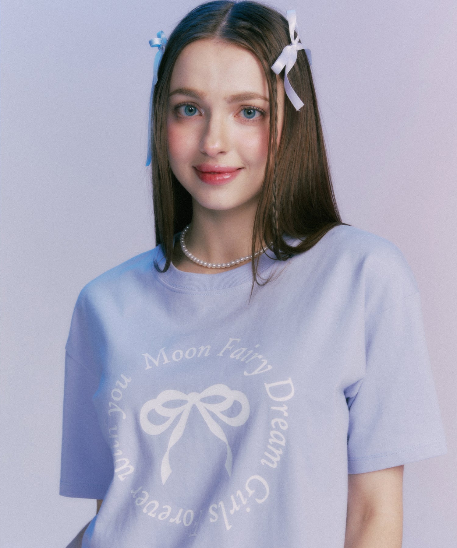 MF ROUND RIBBON LOGO TEE (BLUE, WHITE)