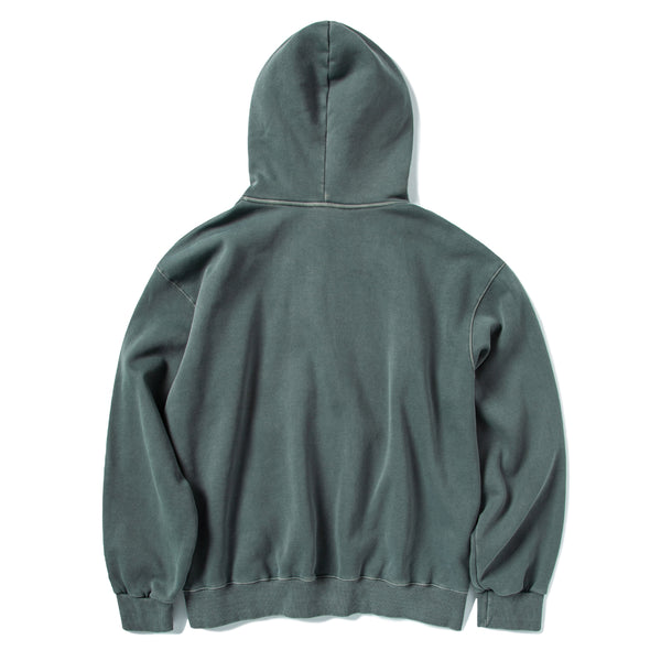 [WOOL LINING] CRUSHED PUNK PIGMENT HOODIE - KHAKI