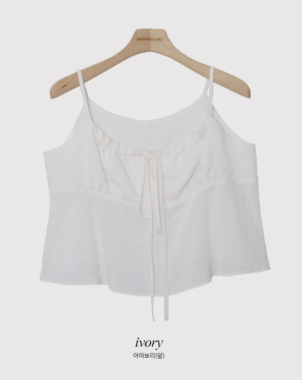 [SHOPPERMADE] Shirring Ribbon Sleeveless Blouse (2color)