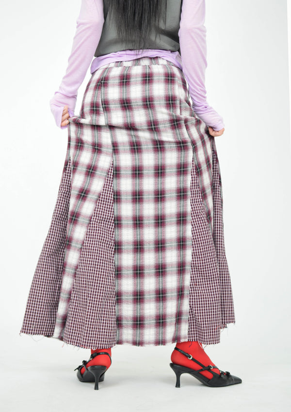 vintage check skirt red ver.