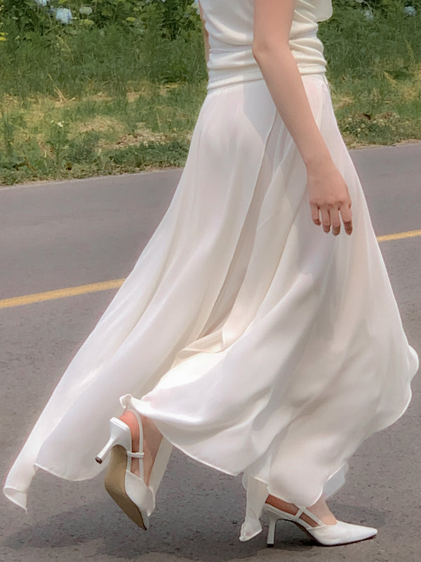 Chiffon wrap skirt (2COLOR)