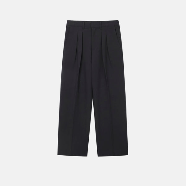 Middle pin-tuck wide slacks