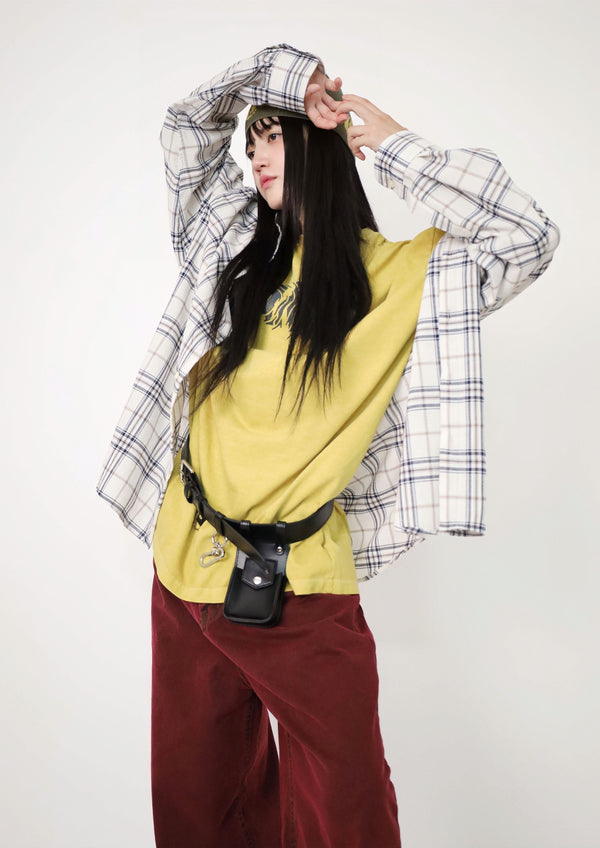 (UNISEX)Nerdy Oversized Checkered Shirt