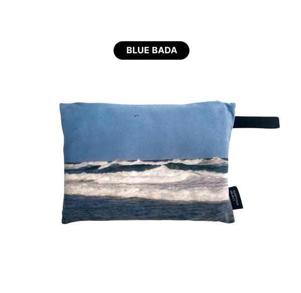 nature pillow blanket - blue bada