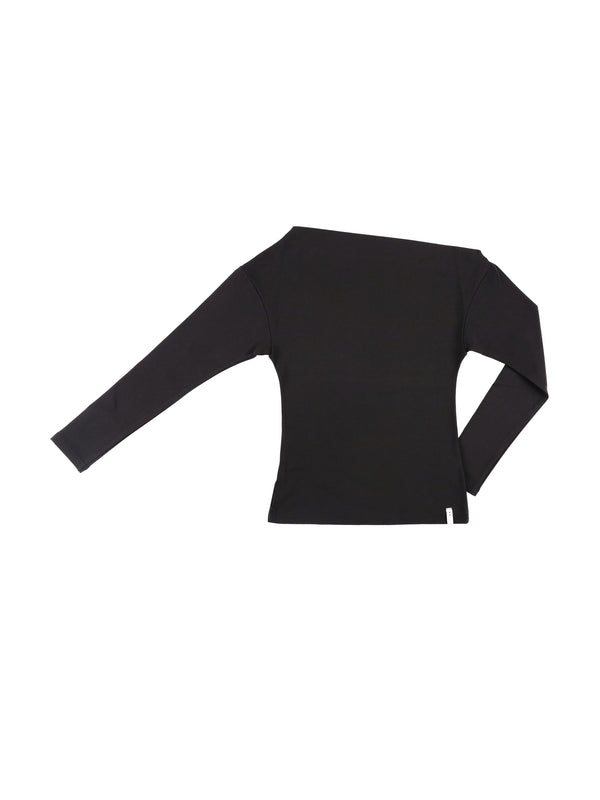 ONE-SHOULDER ELASTIC T (BLACK)