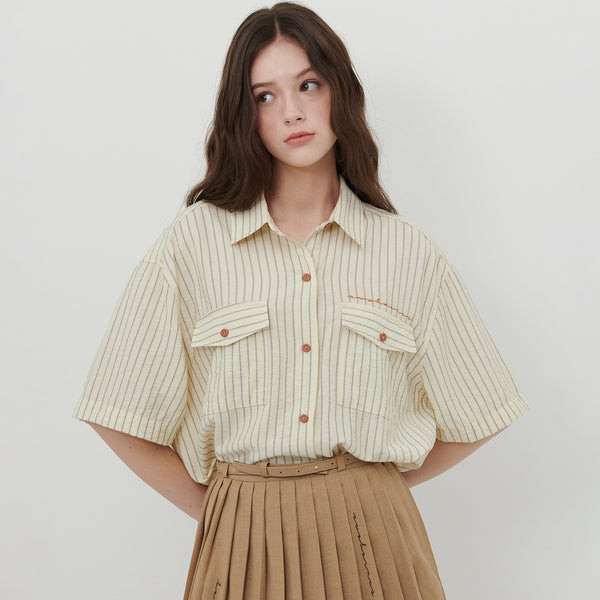 STRIPE POCKET SHIRT [BEIGE]