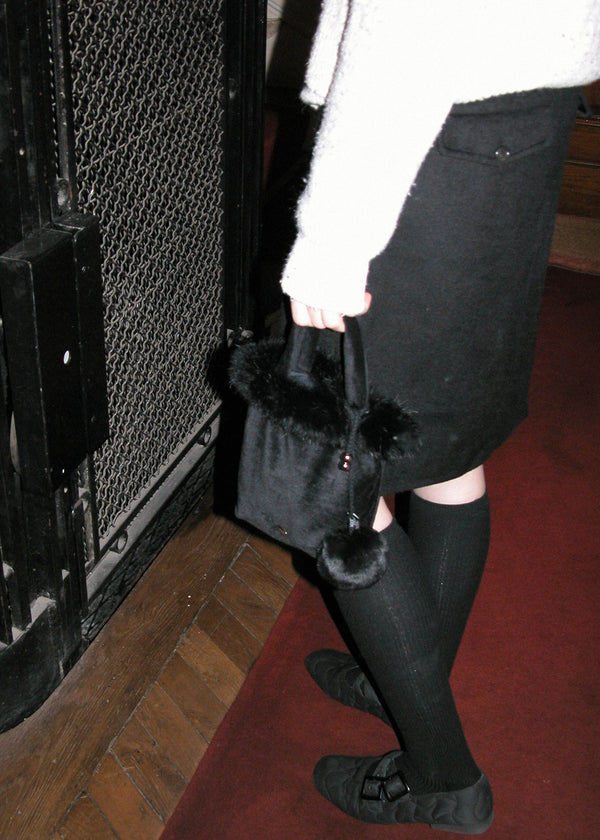 Fur Suede Tote Bag_Black