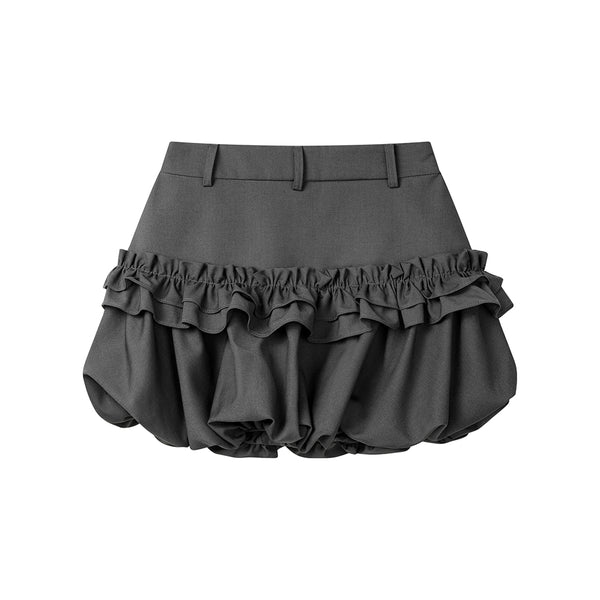 Ruffle Balloon Shirring Mini Skirt 231216236