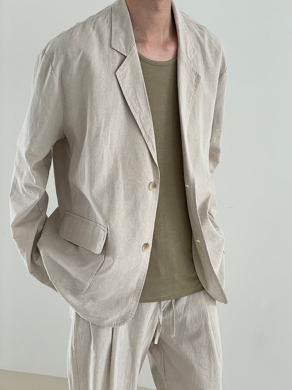 Basic Linen set up blazer jk