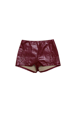 RED ROSE LEATHER SHORT PANTS