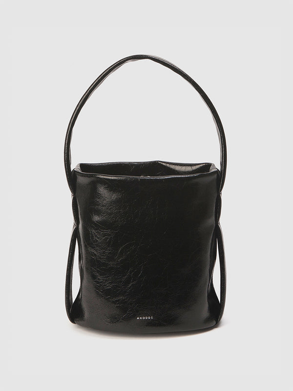 TEMZ bucket leather tote bag / Off Black