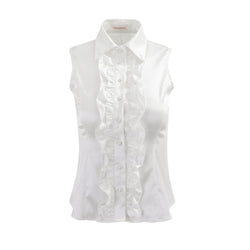  Silk Ruffled Blouse (White)