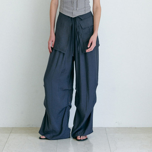 LAYERED SKIRT PANTS / CHARCOAL