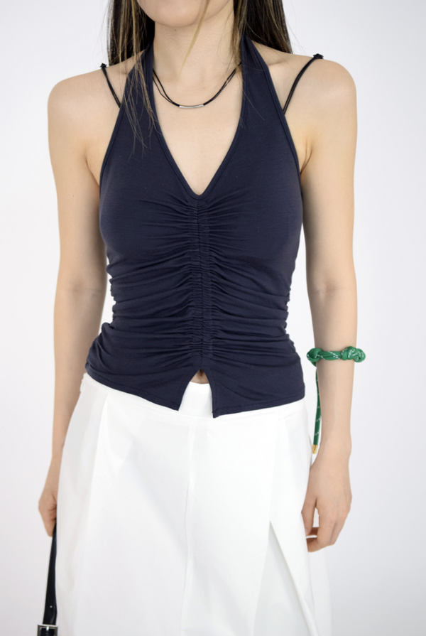 Hollywood shirring halter sleeveless(3color)