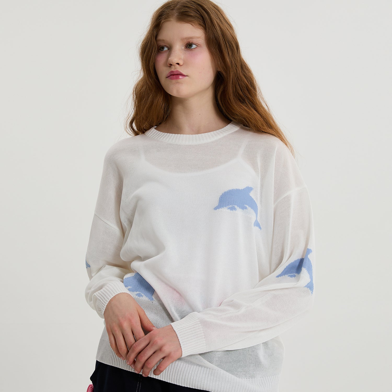 Dolphin see-through crewneck knit