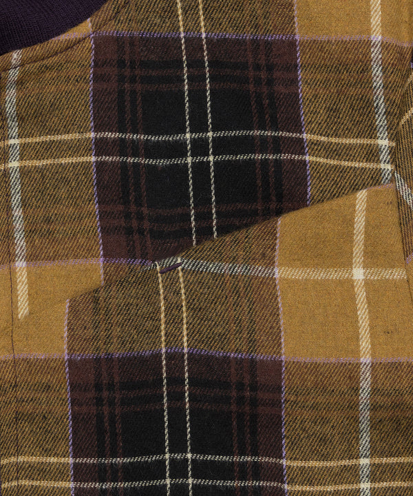 Plaid Check Flannel Zip-Up Jacket _ MUSTARD