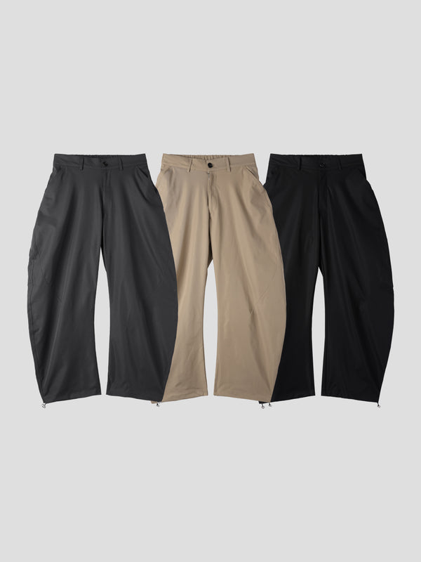 Curved chino banding pants 3color