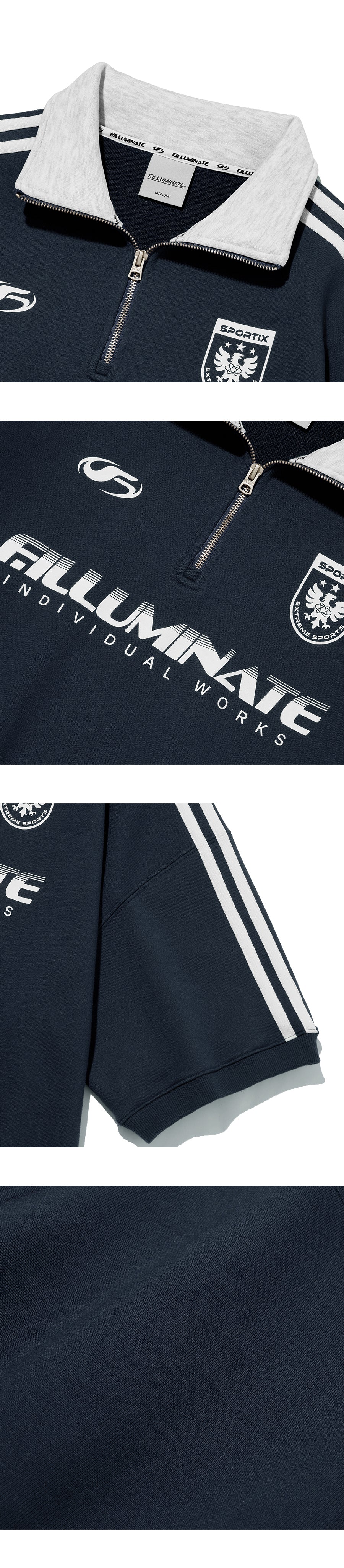 Taping Sporty Half Zip Up-Navy