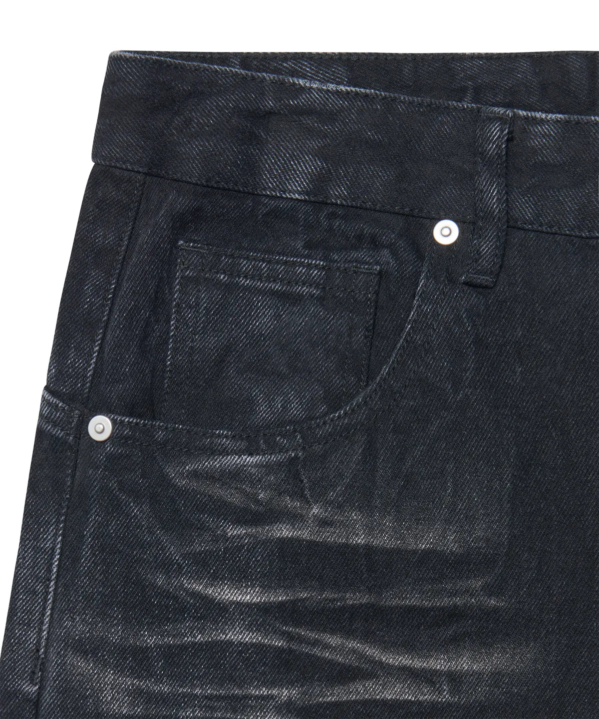 WASHED JUMBO DENIM PANTS - WASHED BLACK