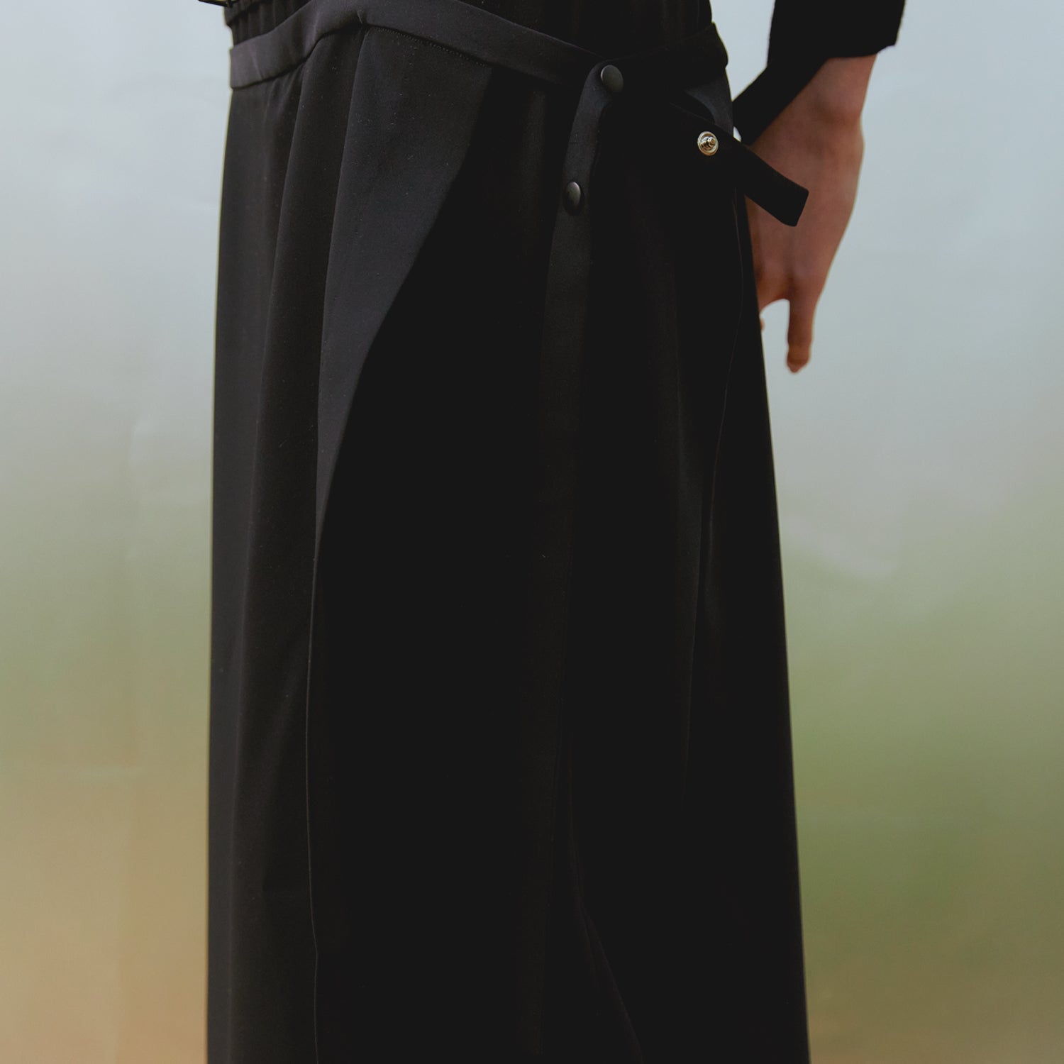 Wrap Layered Skirt Pants (BLACK) 