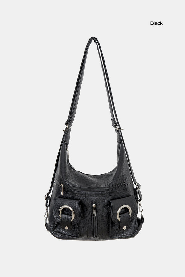 Circle leather 2-way shoulder bag