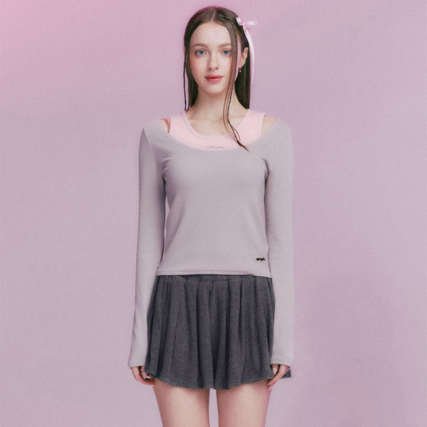 MF CLASSIC U-NECK LONGSLEEVE (GREY, PINK)