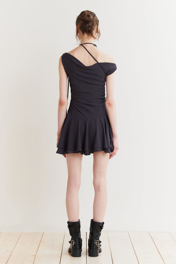 LILY FRILL DRESS charcoal