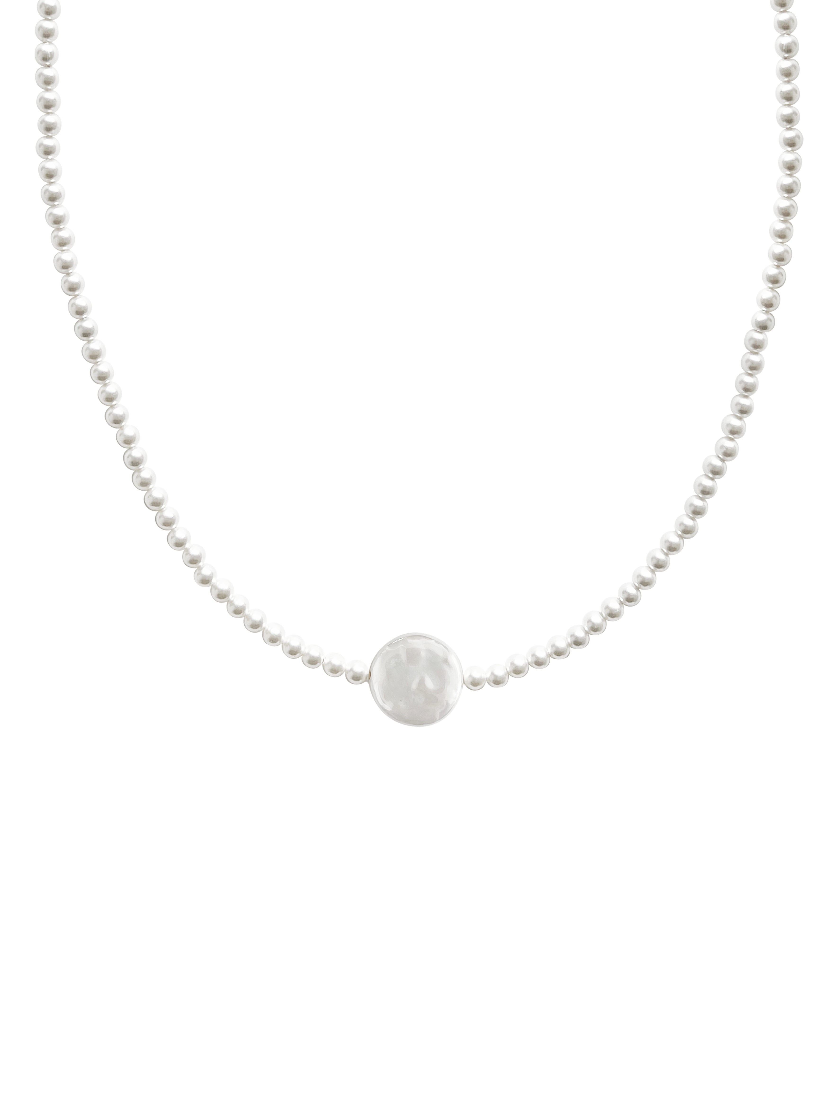 Flat Pearl Dew Drop Necklace 3Color