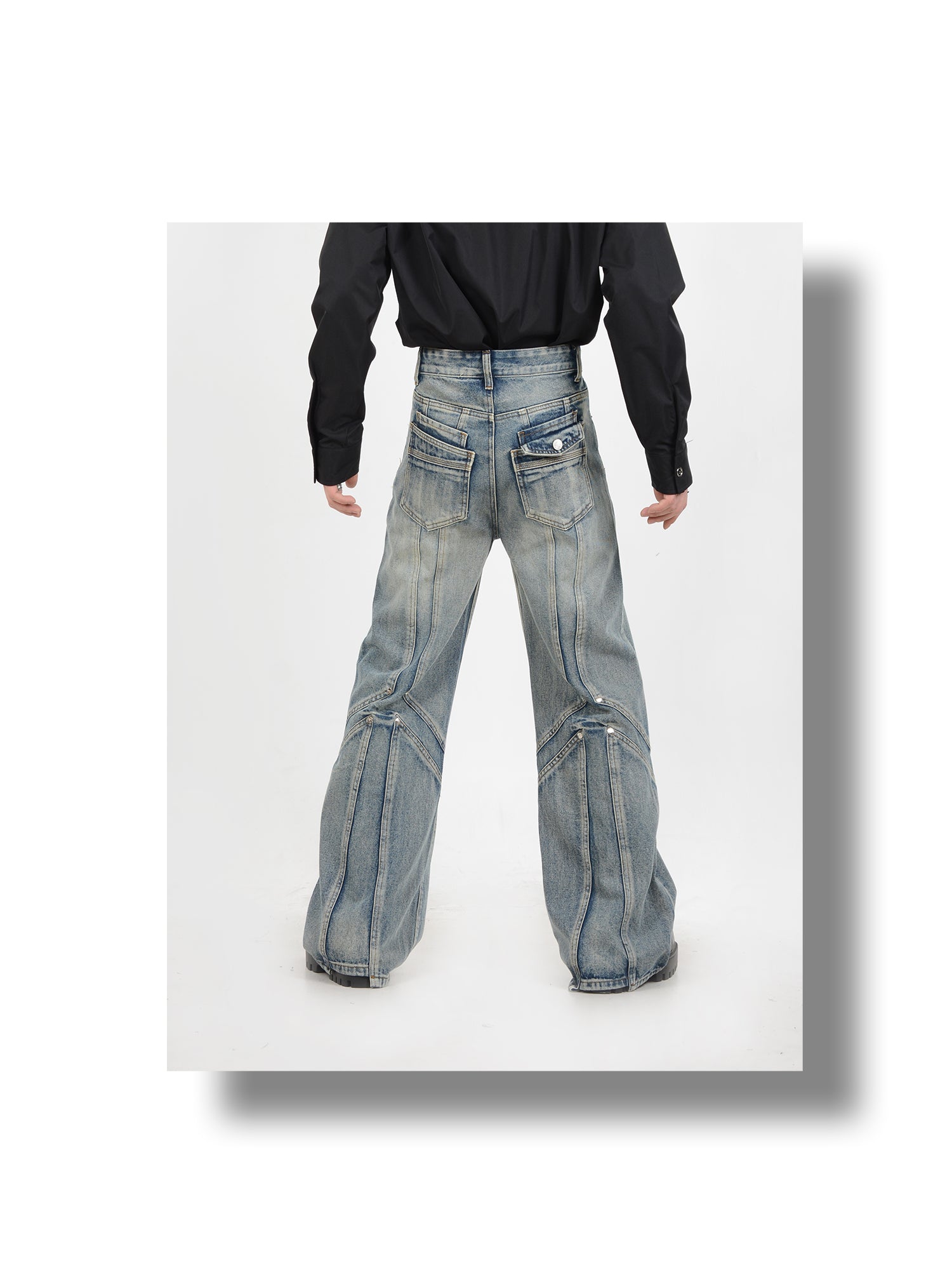 heavyweight deconstructed washed jeans