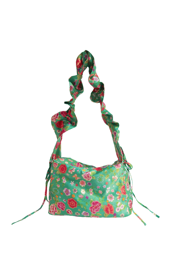 teeny flower frill bag green