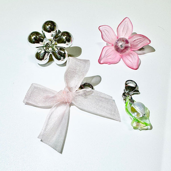 Flower ribbon custom shoes charms (2set)