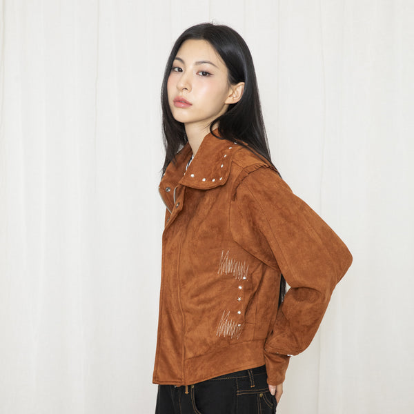 WXJ010 Studded Western Jacket (BROWN)