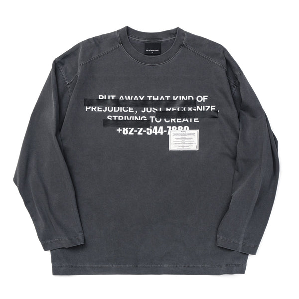 BBD Hidden Slogan Pigment Long T-Shirt (Charcoal)