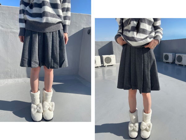 Ribbon fleece boots