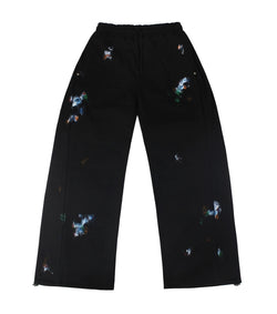 color painting side tuck sweat pants (black)