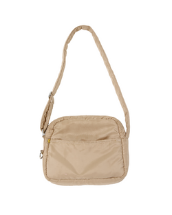 Nylon Puffy Sling Crossbody Bag (Beige)