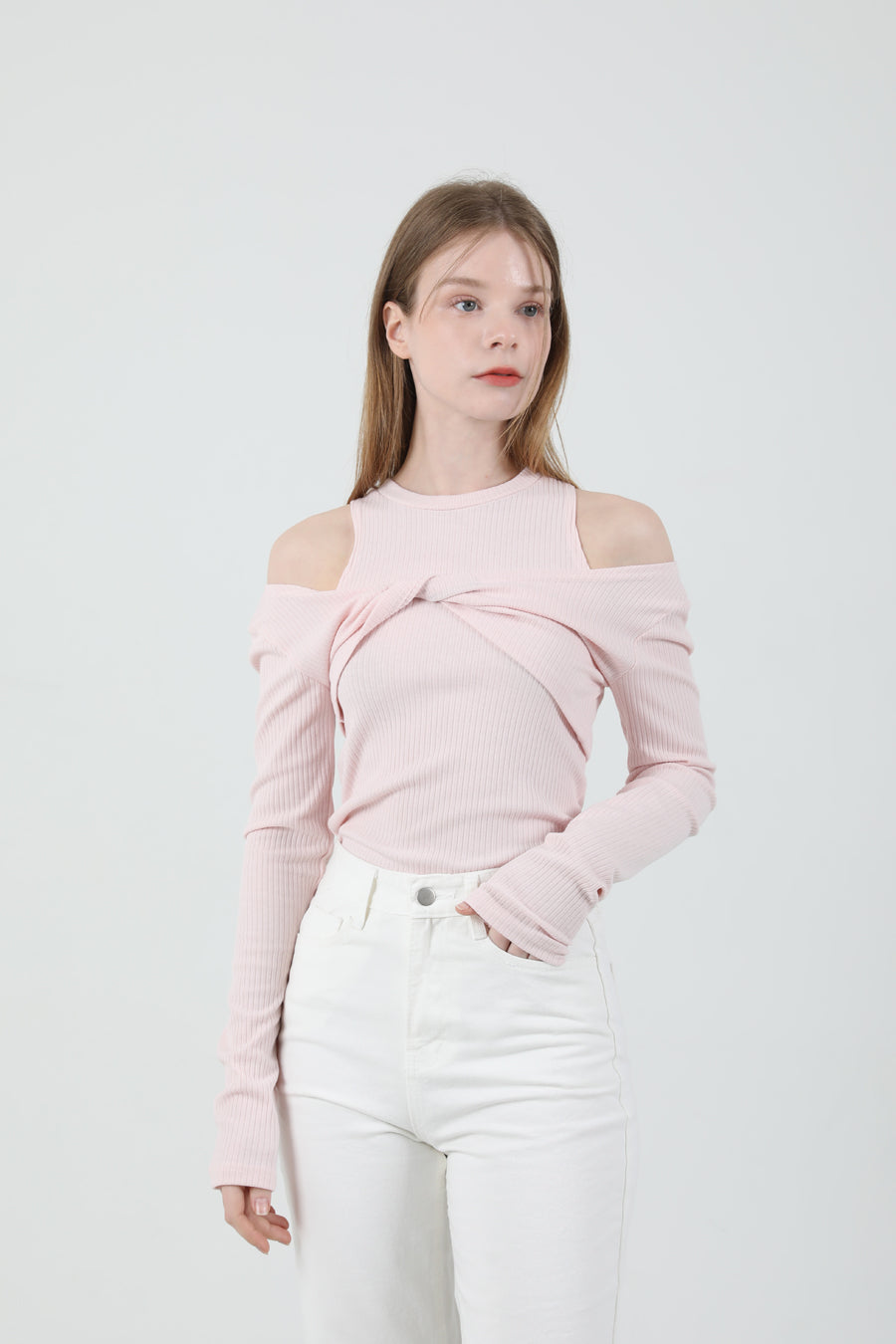 Layered Twist T-shirt Sleeveless Set Pink