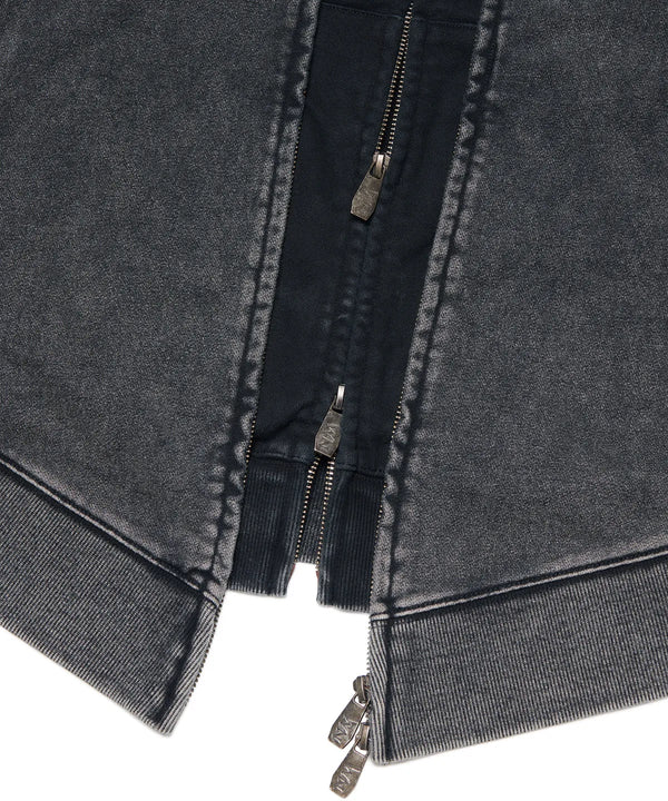 ビンテージレイヤーフーディドジップアップ - ウォッシュドブラック