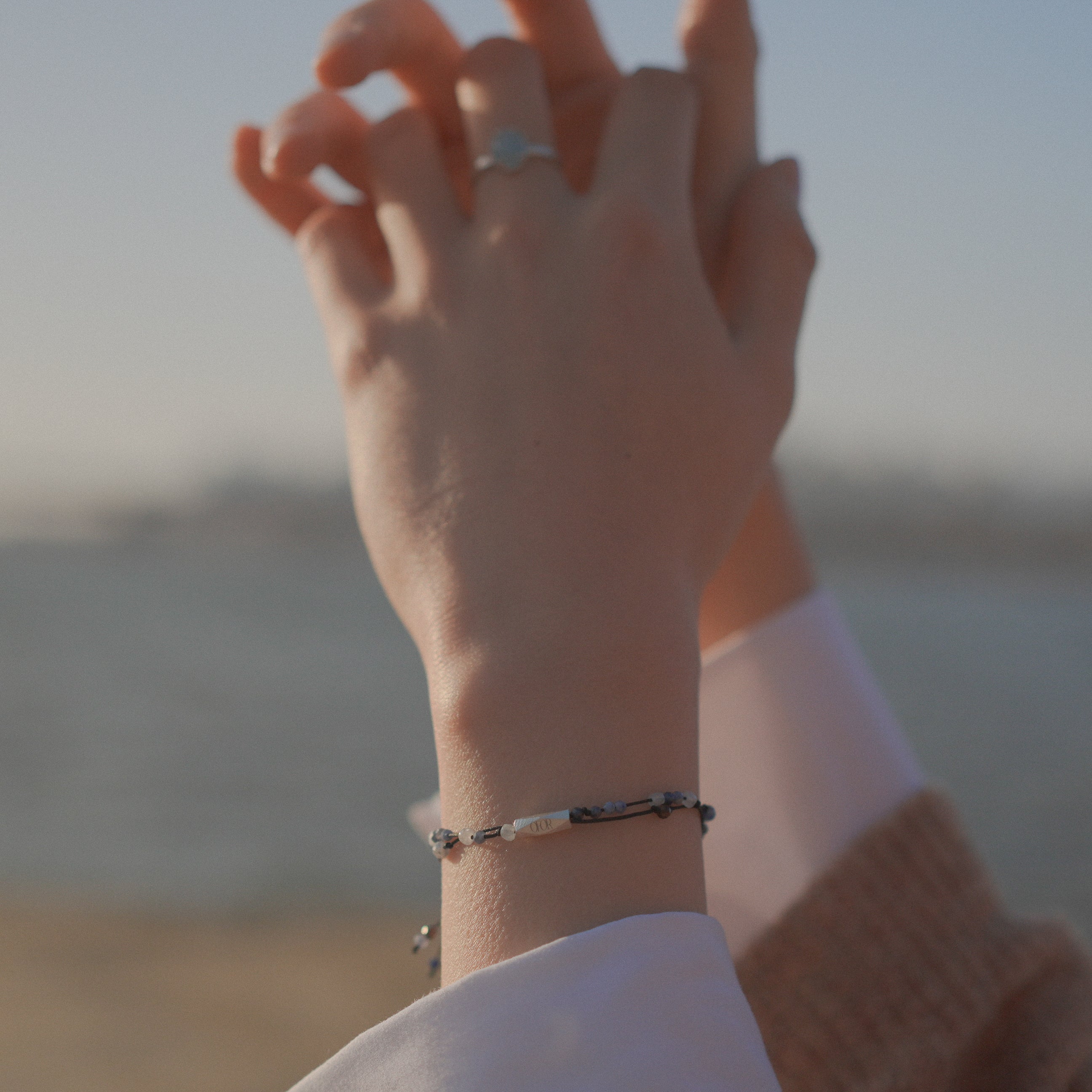 Sea of Youth, double line bracelet_March Birthstone