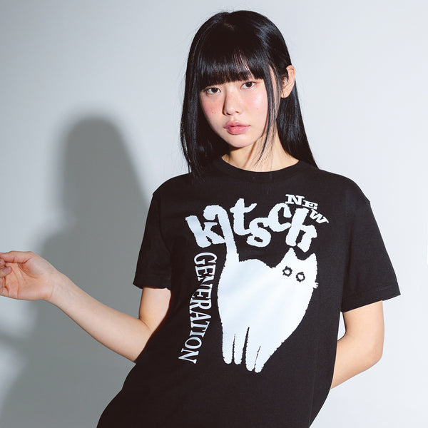 KITSCH CAT SHORT SLEEVE (BLACK)