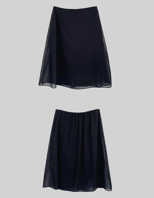 Heize see-through chiffon midi skirt