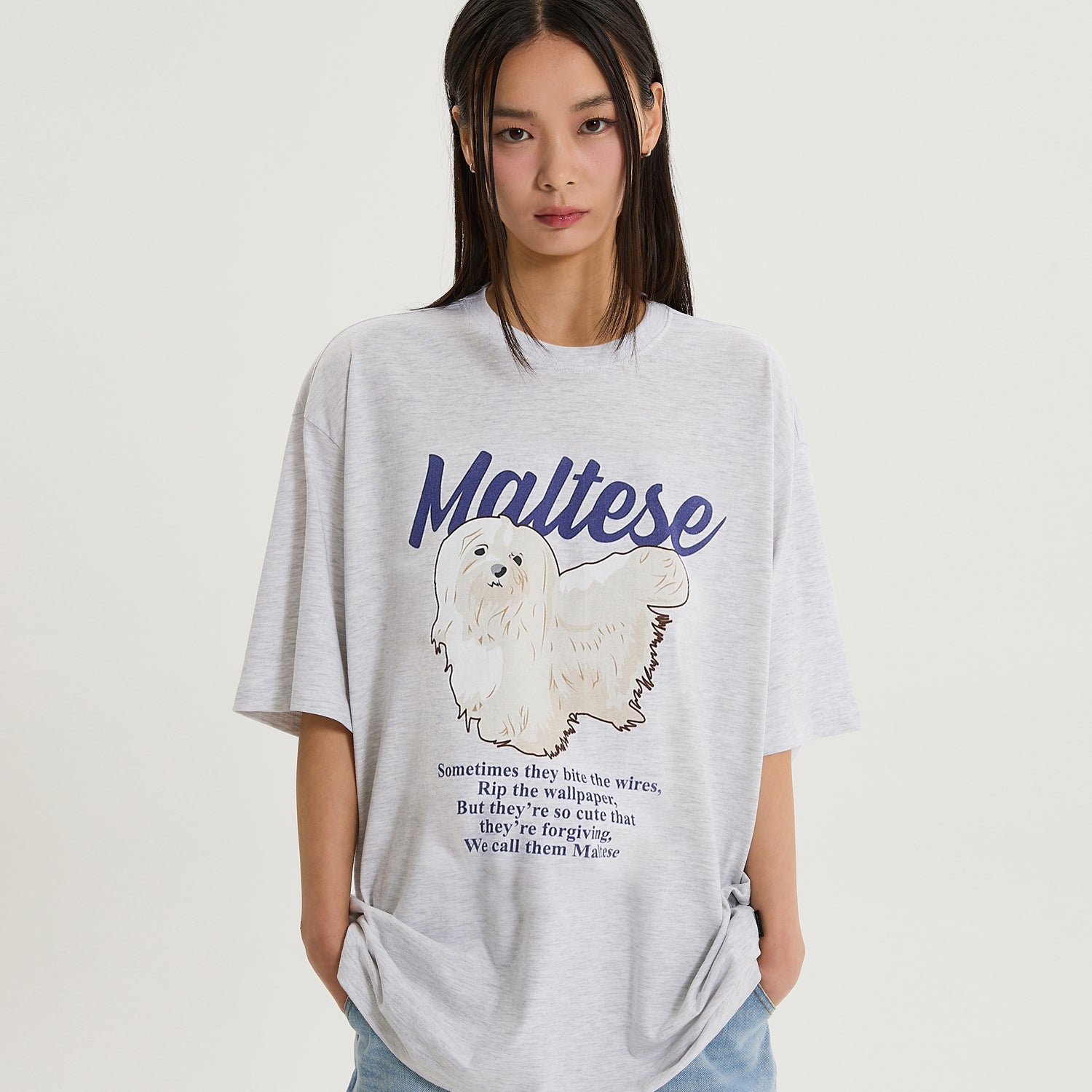 Maltese illustration half Sleeve T-shirt