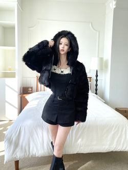 [Only Seow] 1107. Big hood fur crop jk (3color)