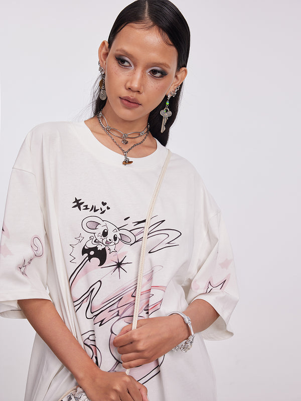 Cartoon printed Cotton jersey T-shirt (oversize)