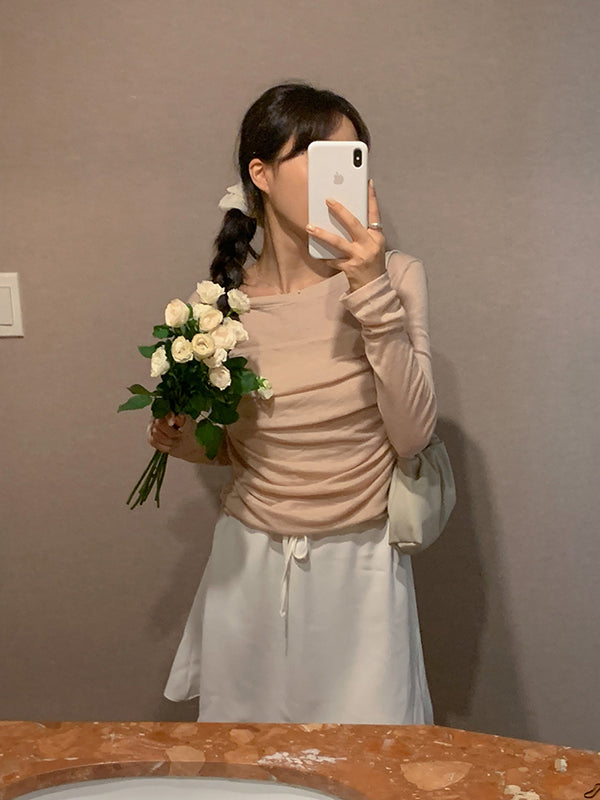 [set]Rojeli Wool Shirring Bustier Long-Sleeved T-Shirt (6 colors)