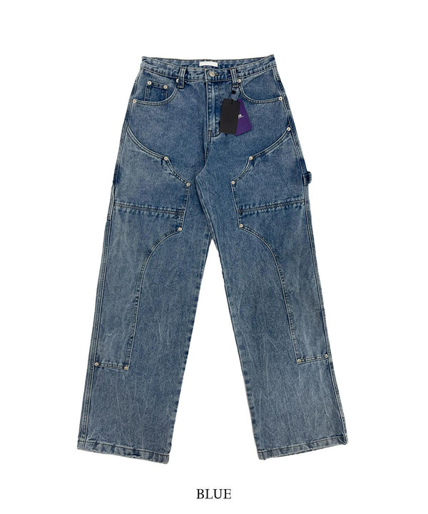 ASCLO Carpenter Double Knee Denim Pants (2color)