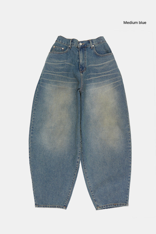 Kingston half banding balloon denim pants