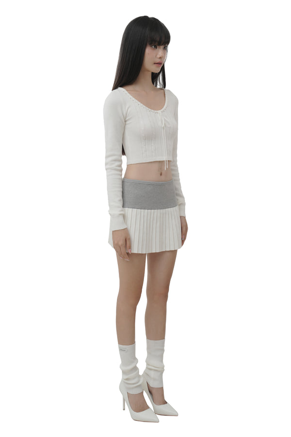 Churro knit pleated skirt